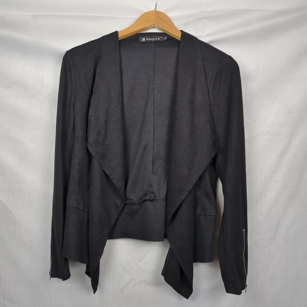 Allegra K Open Front Jacket with Zipper Detail